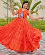 Beautiful Orange Color Georgette Fabric Gown