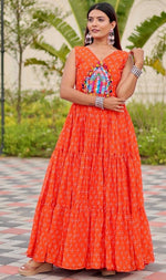 Beautiful Orange Color Georgette Fabric Gown