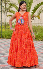Beautiful Orange Color Georgette Fabric Gown
