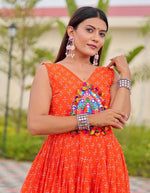 Beautiful Orange Color Georgette Fabric Gown