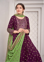 Striking Voilet Color Rayon Fabric Gown