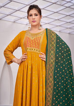 Striking Yellow Color Rayon Fabric Gown
