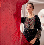 Striking Black Color Rayon Fabric Gown