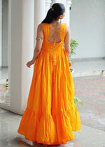 Beautiful Yellow Color Rayon Fabric Gown