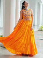Beautiful Yellow Color Rayon Fabric Gown