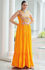Beautiful Yellow Color Rayon Fabric Gown
