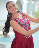 Beautiful Maroon Color Rayon Fabric Gown