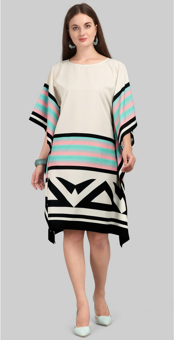 Lovely White Color Polyester Fabric Kaftan