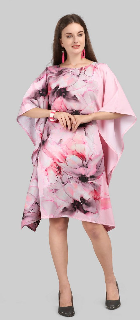 Lovely Pink Color Polyester Fabric Kaftan