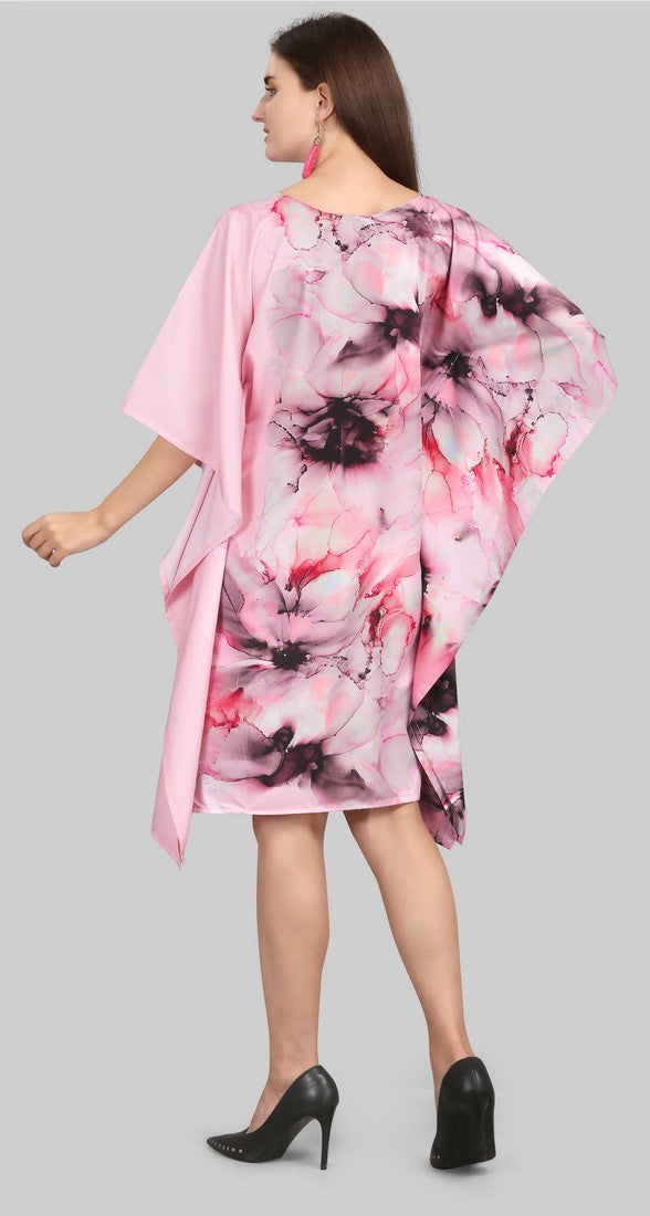 Lovely Pink Color Polyester Fabric Kaftan