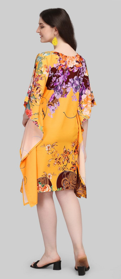 Beautiful Yellow Color Polyester Fabric Kaftan