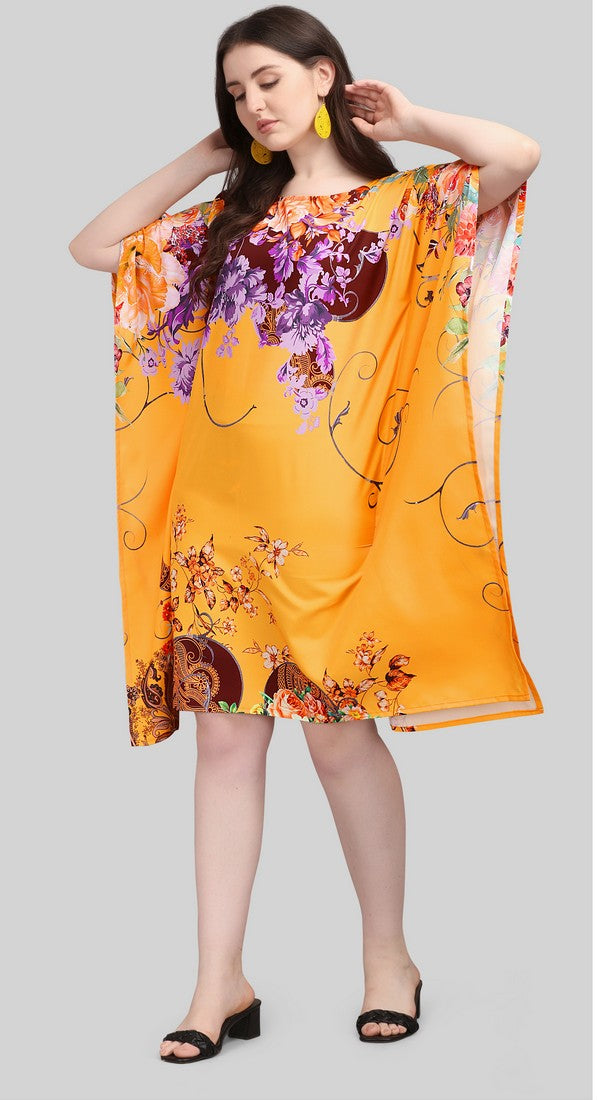Beautiful Yellow Color Polyester Fabric Kaftan