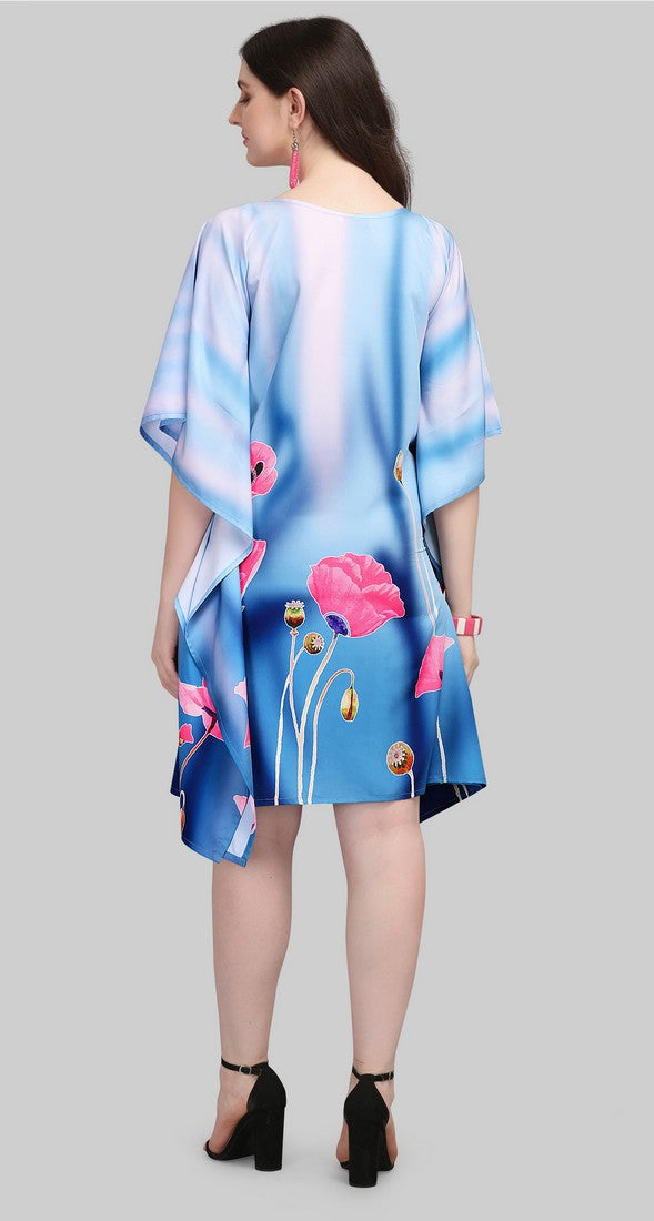 Beautiful Aqua Color Polyester Fabric Kaftan