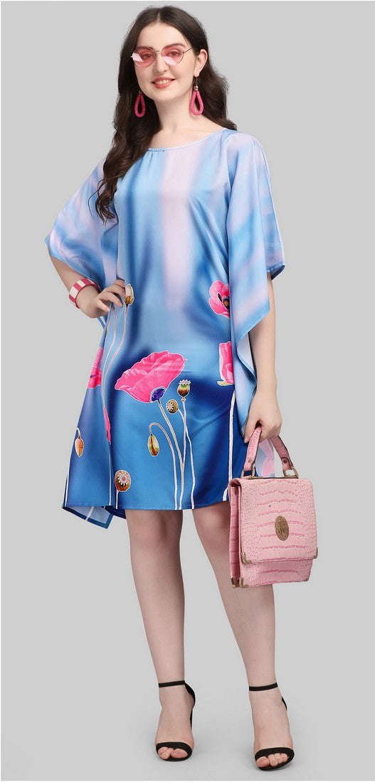 Beautiful Aqua Color Polyester Fabric Kaftan