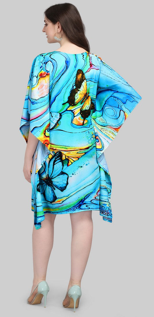Beautiful Aqua Color Polyester Fabric Kaftan