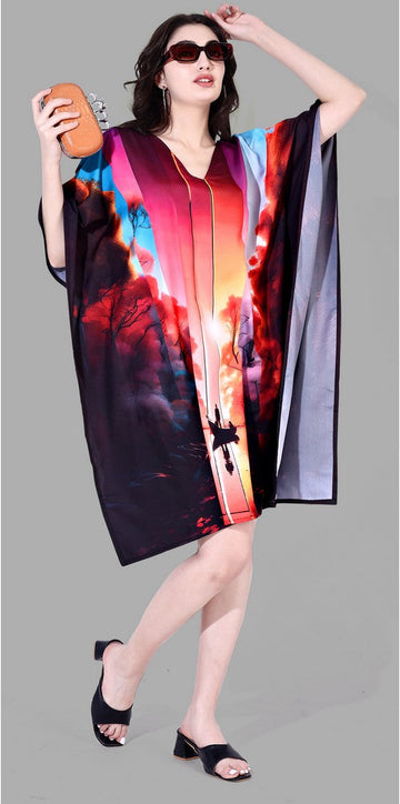 Beautiful Multi Color Polyester Fabric Kaftan