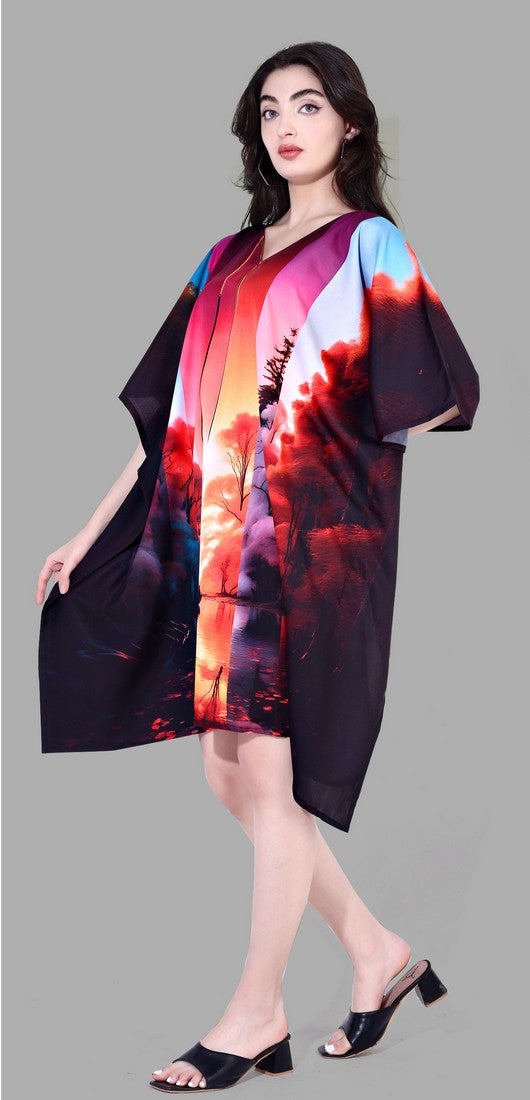 Beautiful Multi Color Polyester Fabric Kaftan