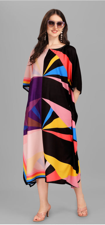 Beautiful Multi Color Rayon Fabric Kaftan