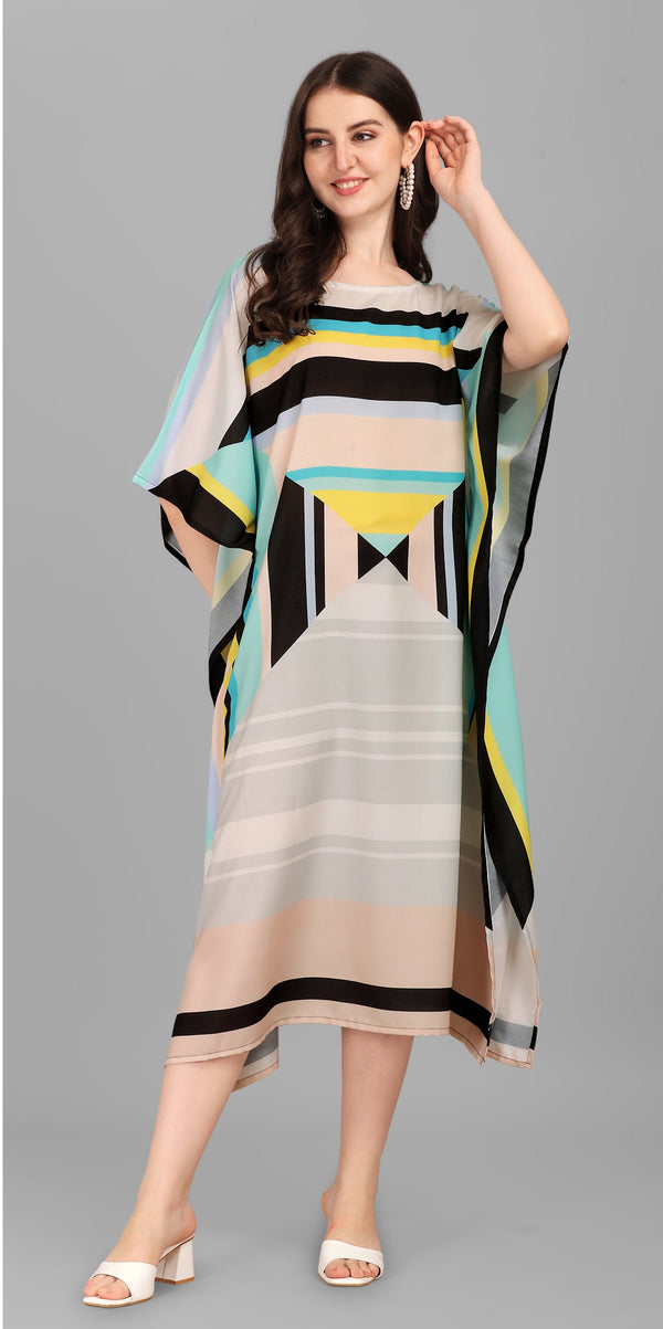 Beautiful Multi Color Rayon Fabric Kaftan