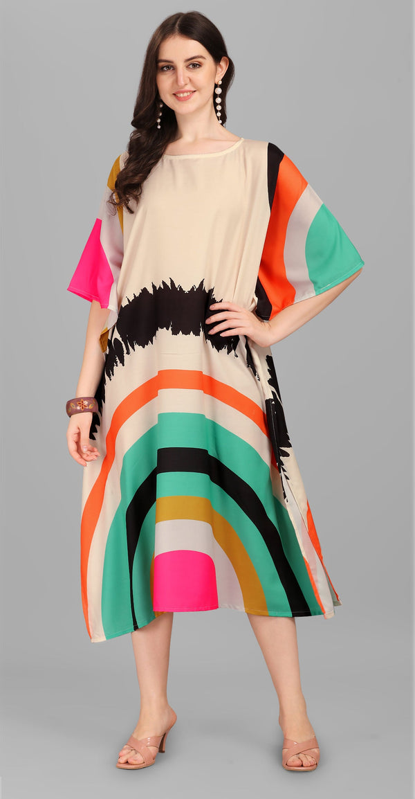 Beautiful Cream Color Rayon Fabric Kaftan