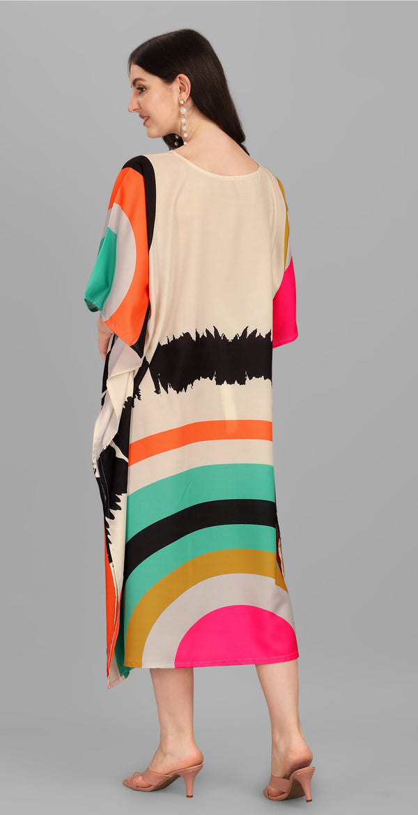 Beautiful Cream Color Rayon Fabric Kaftan