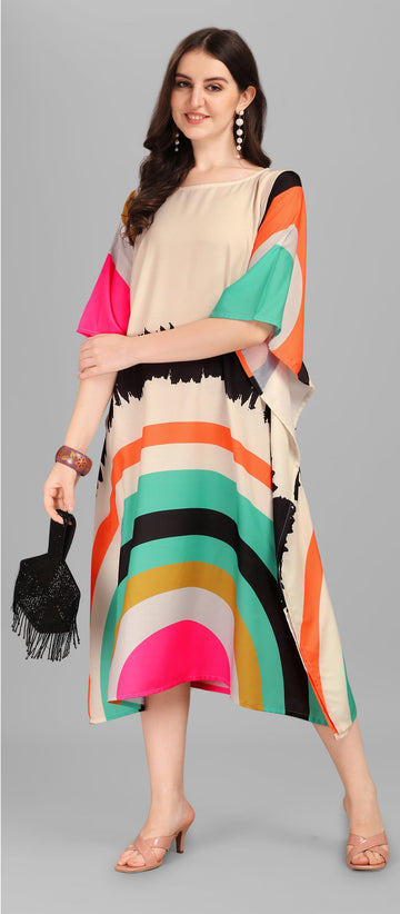 Beautiful Cream Color Rayon Fabric Kaftan