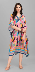 Beautiful Multi Color Rayon Fabric Kaftan