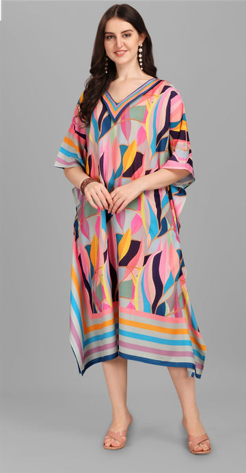 Beautiful Multi Color Rayon Fabric Kaftan
