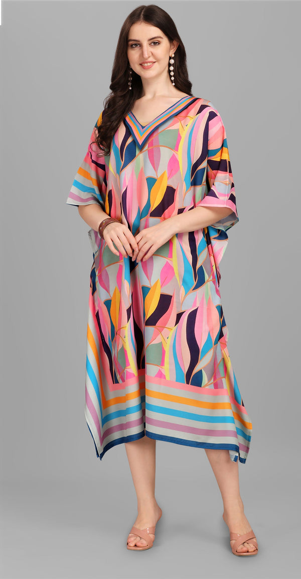 Beautiful Multi Color Rayon Fabric Kaftan