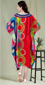 Beautiful Red Color Rayon Fabric Kaftan