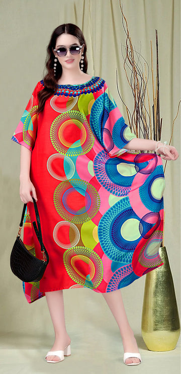 Beautiful Red Color Rayon Fabric Kaftan