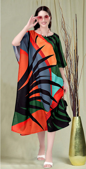 Beautiful Multi Color Rayon Fabric Kaftan