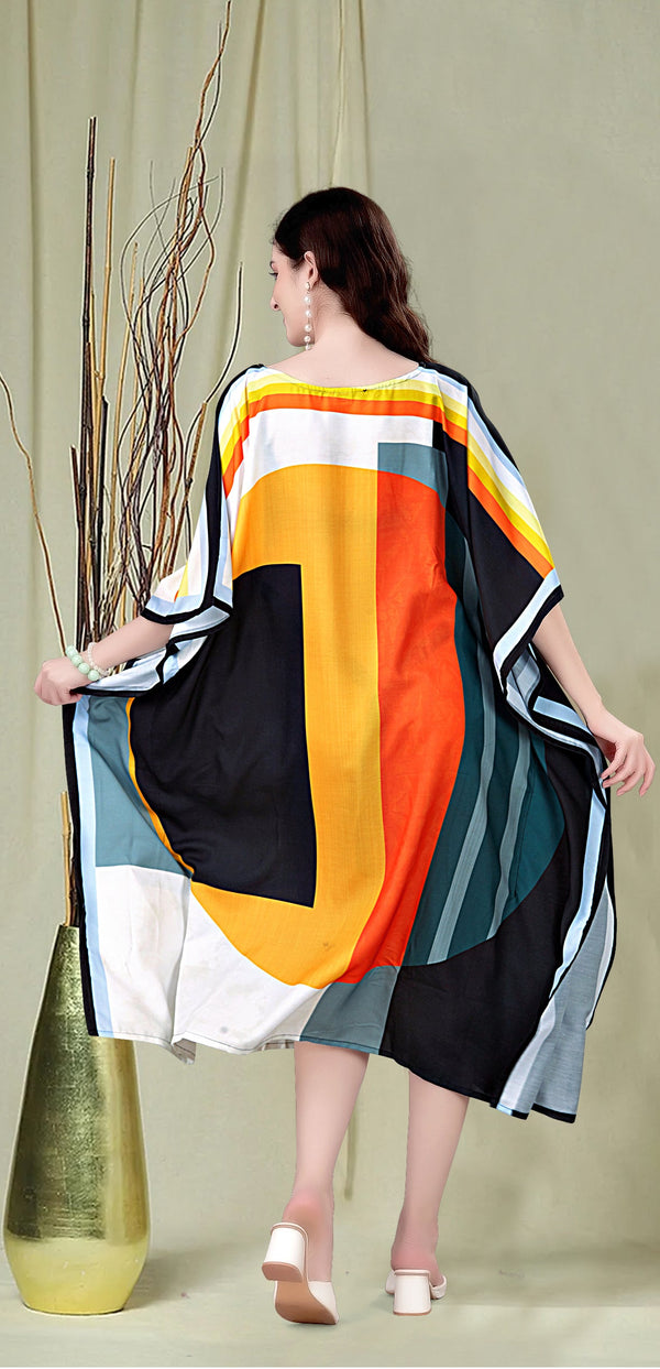 Beautiful Multi Color Rayon Fabric Kaftan