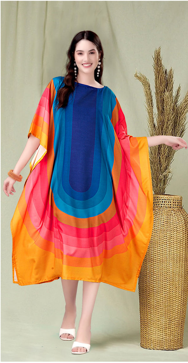 Beautiful Multi Color Rayon Fabric Kaftan