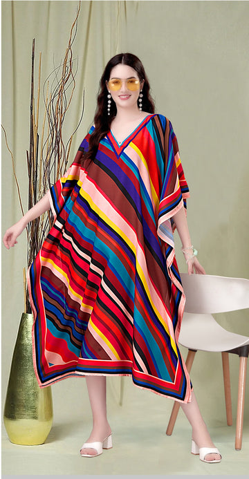 Beautiful Multi Color Rayon Fabric Kaftan