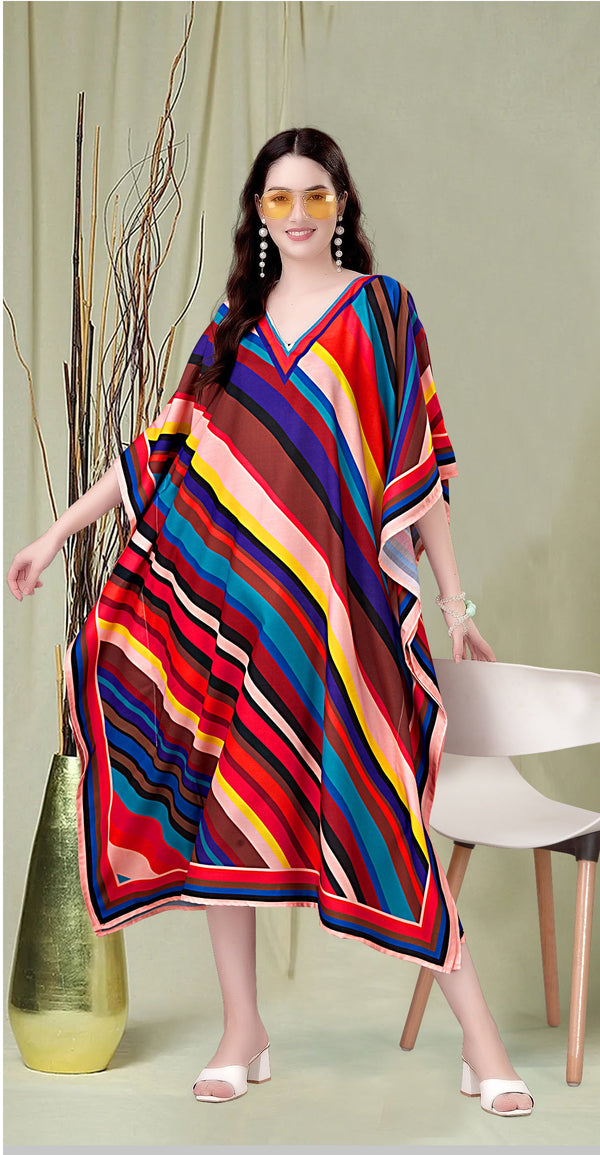 Beautiful Multi Color Rayon Fabric Kaftan