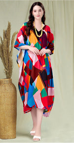 Beautiful Multi Color Rayon Fabric Kaftan