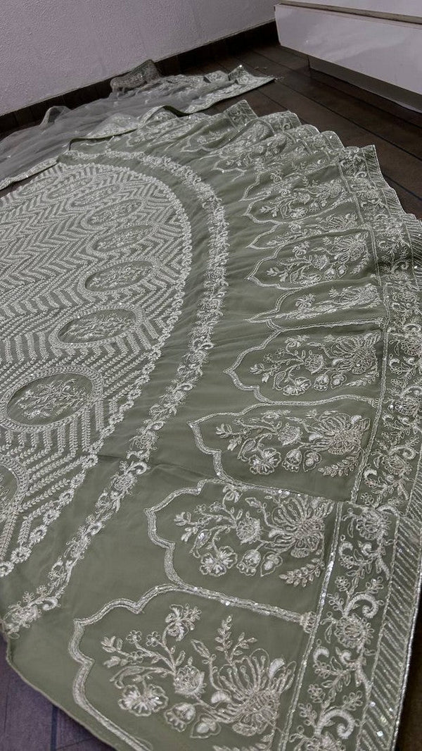 Amazing Green Color Georgette Fabric Party Wear Lehenga
