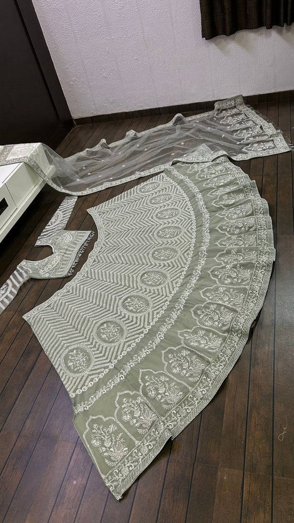 Amazing Green Color Georgette Fabric Party Wear Lehenga