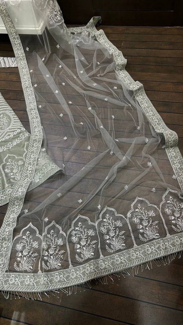 Amazing Green Color Georgette Fabric Party Wear Lehenga