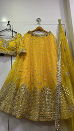 Amazing Yellow Color Georgette Fabric Party Wear Lehenga
