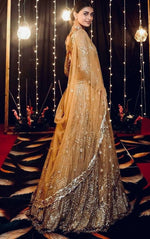 Pretty Golden Color Silk Fabric Party Wear Lehenga