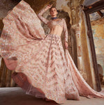 Pretty Peach Color Georgette Fabric Party Wear Lehenga