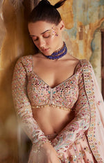 Pretty Peach Color Georgette Fabric Party Wear Lehenga