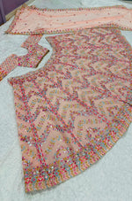 Pretty Peach Color Georgette Fabric Party Wear Lehenga