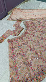 Pretty Peach Color Georgette Fabric Party Wear Lehenga