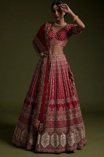 Pretty Maroon Color Silk Fabric Party Wear Lehenga