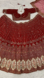 Pretty Maroon Color Silk Fabric Party Wear Lehenga