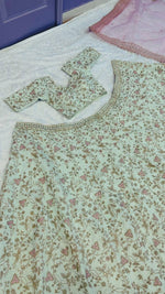 Pretty Green Color Silk Fabric Party Wear Lehenga