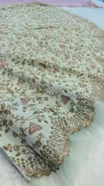 Pretty Green Color Silk Fabric Party Wear Lehenga